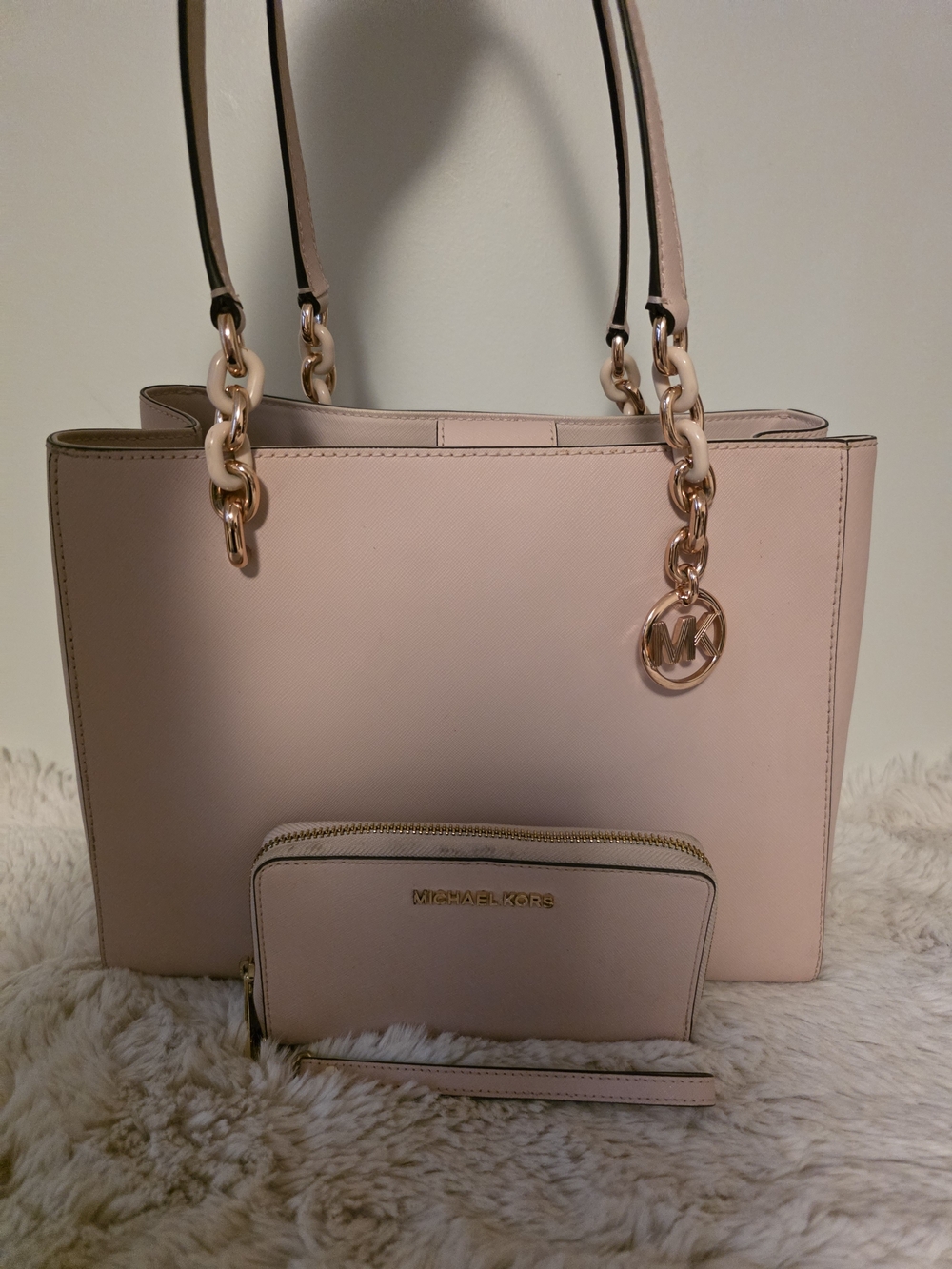 Michael Kors Pale Pink Tote and Wallet Set